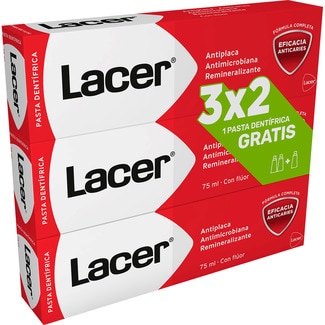 LACER pasta dentífrica antiplaca y anticaries con flúor pack 3X75 ml