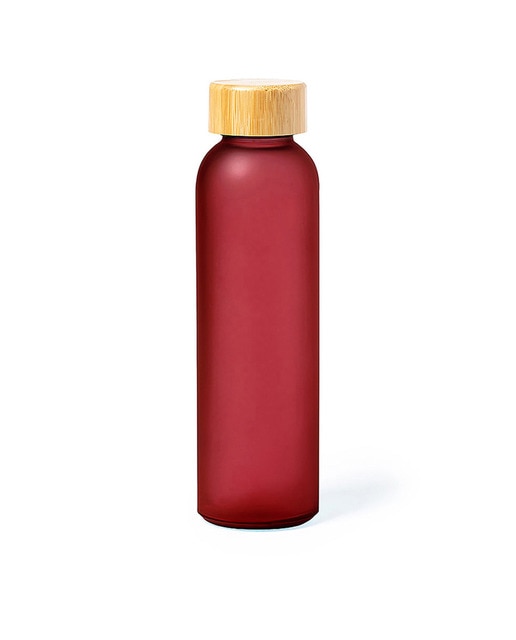 Bidón de línea nature y 500 ml de capacidad, con cuerpo fabricado en cristal, con tapón a rosca de bambú y libre de BPA.
