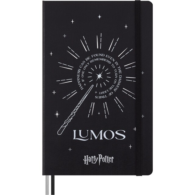 Cuaderno large hojas rayadas tapa dura edición limitada Harry Potter Lumos Moleskine negro