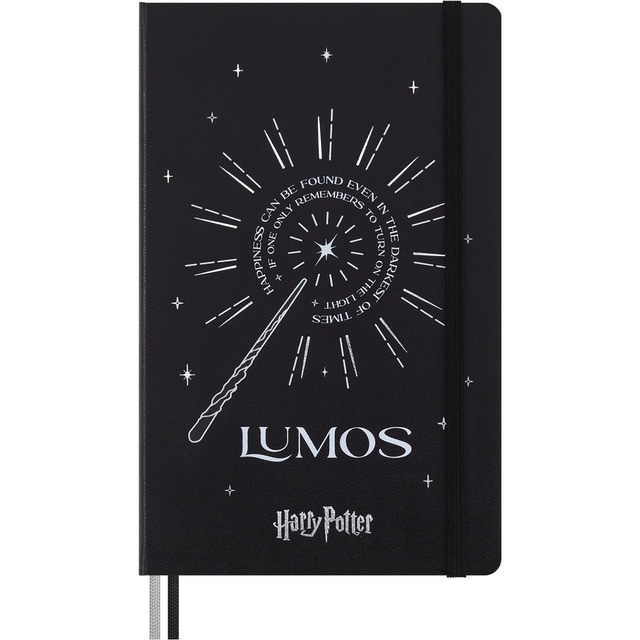 Cuaderno large hojas rayadas tapa dura edición limitada Harry Potter Lumos Moleskine negro