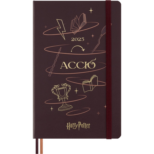 Agenda large 2025 día página tapa dura edición limitada Harry Potter Accio Moleskine morado en inglés.
