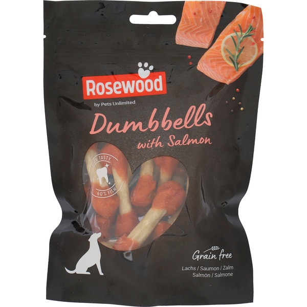 Kleine Knochen für kleine und mittlere ausgewachsene Hunde mit Lachs Grain Free Behälter 150 g