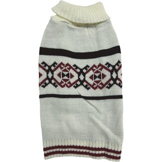 FRED&RITA Hundepullover in Rohweiß mit Mäanderprint in Rot-Navy Größe 30 cm 1 Einheit