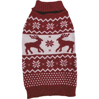 FRED&RITA Hundepullover in Rohweiß mit aufgedruckten roten Rentieren in Größe 30 cm 1 Einheit