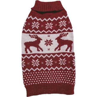 FRED&RITA Hundepullover in Rohweiß mit aufgedruckten roten Rentieren in Größe 35 cm 1 Einheit