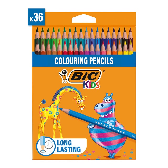 Pack 36 lápices de colores para niños para colorear kids evolution BIC