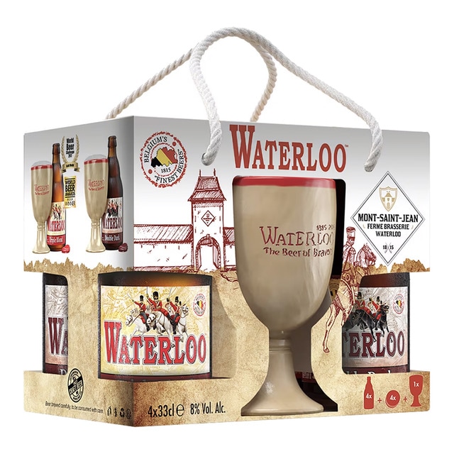 Estuche de cervezas belgas Waterloo con Cáliz