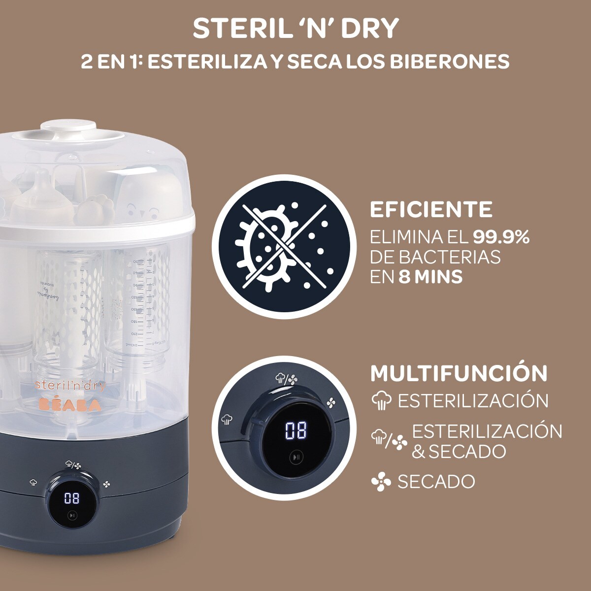 Esterilizador de Biberões Steril'n'Dry com Sistema de Secagem Azul-escuro-13