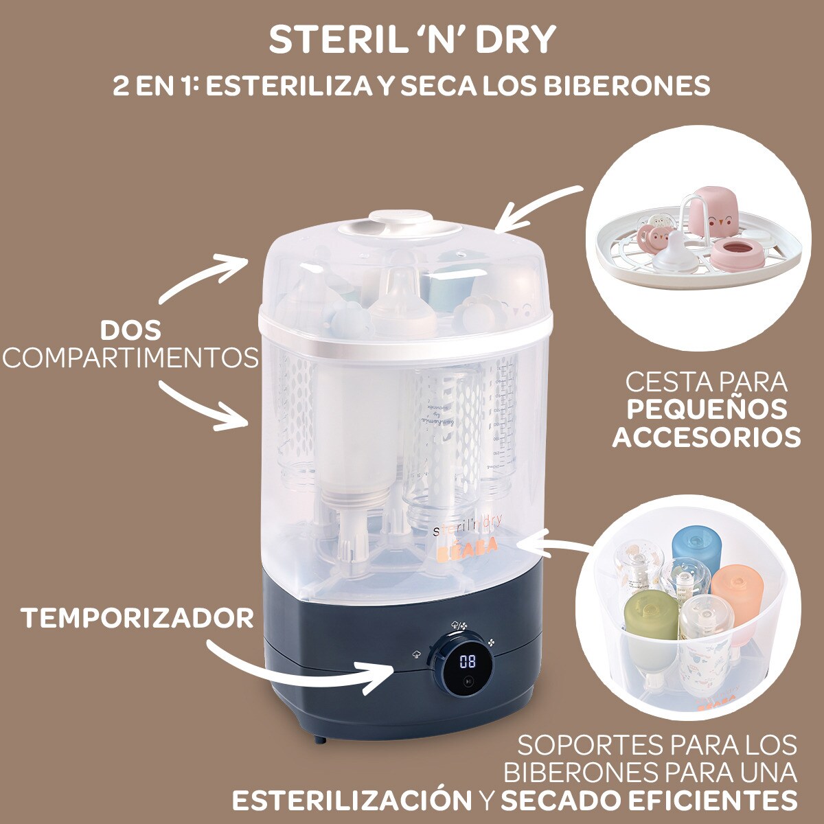 Esterilizador de Biberões Steril'n'Dry com Sistema de Secagem Azul-escuro-11
