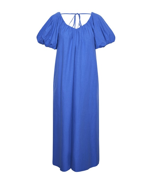 Vestido largo mangas abullonadas