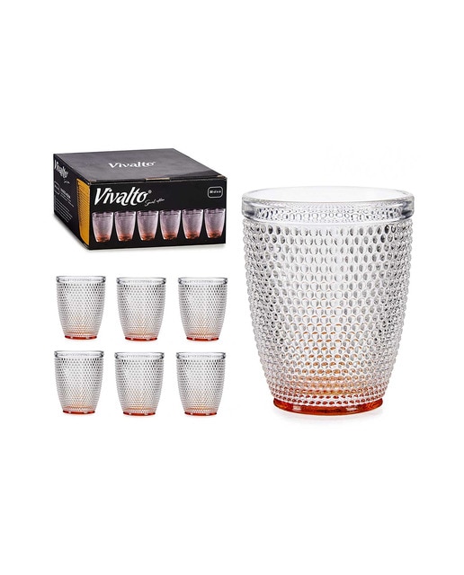 Pack 6 vasos cristal puntos agua 300ml ámbar