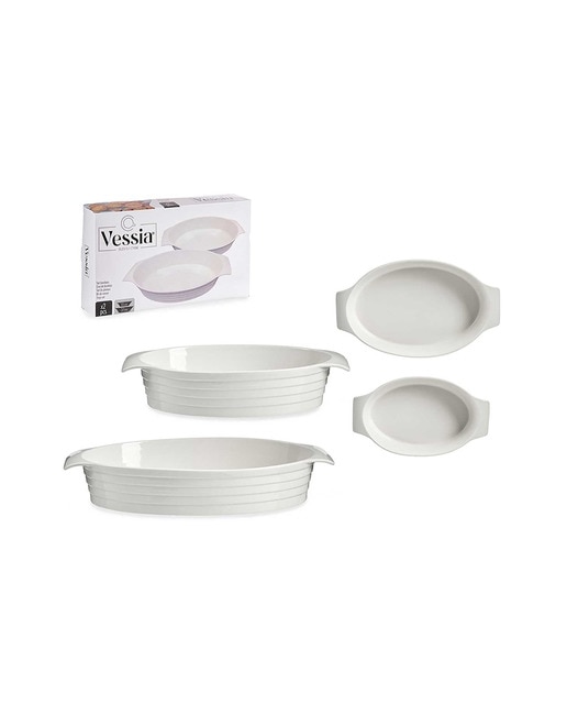 Set 2 bandejas porcelana ovaladas asas cerradas