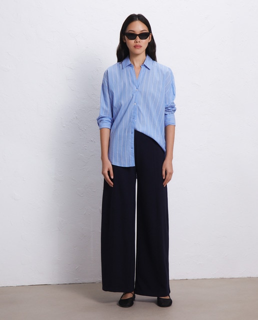 Pantalón felpa de mujer ancho nervio