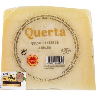 QUERTA gefreifter Schafskäse aus pasteurisierter Milch g.U. Queso Manchego ungefähres Gewicht Keil 375 g