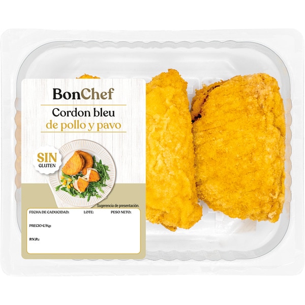 BONCHEF cordon bleu de pollo y pavo sin gluten bandeja 400 g