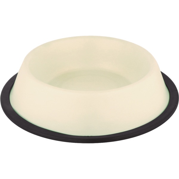 comedero para perros y gatos acero inoxidable pintado blanco hueso 17,5 cm 1 unidad