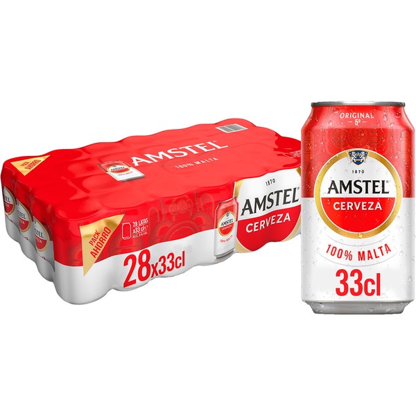 cerveza rubia 100% Malta pack 28 latas 33 cl