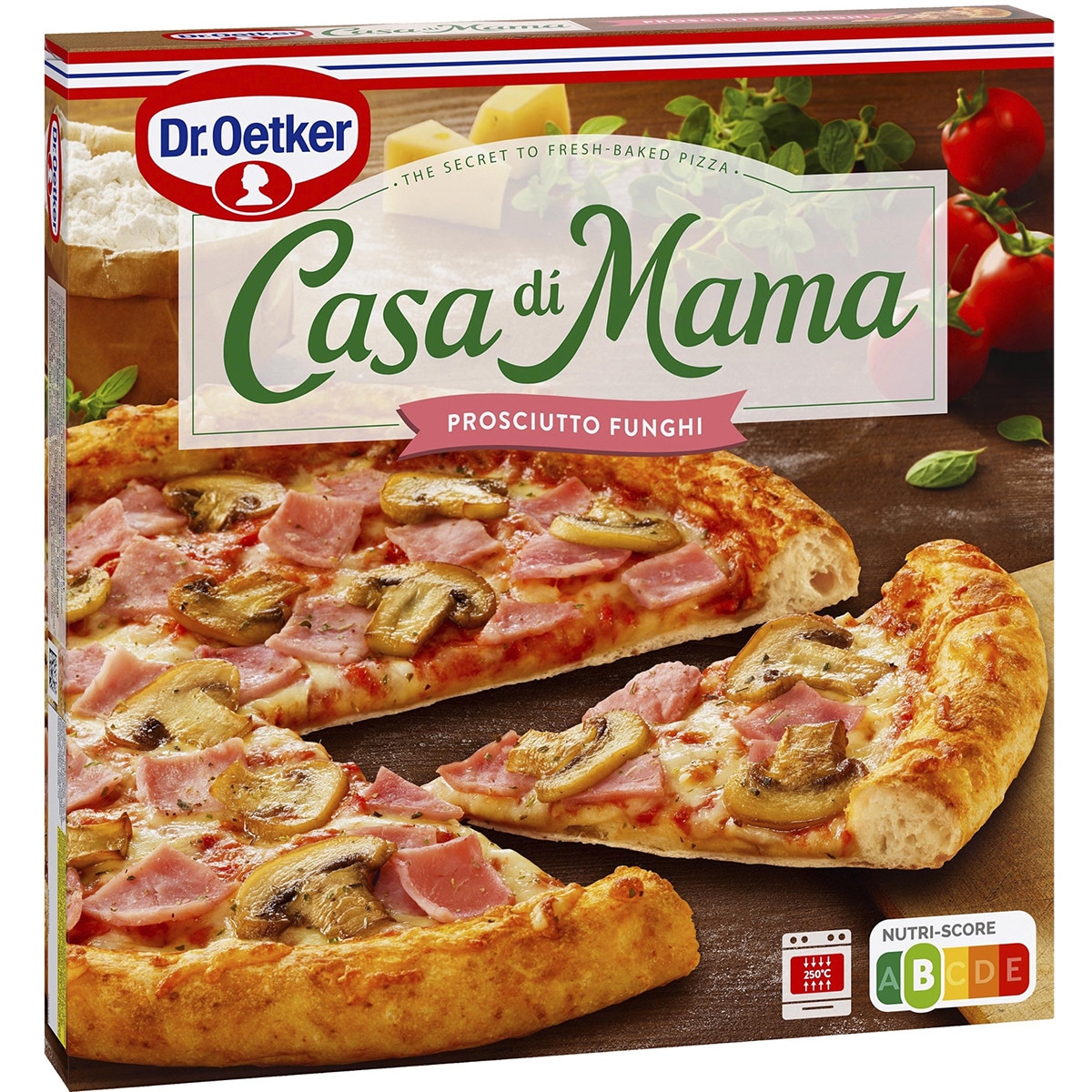 pizza con jamón y champiñones Prosciutto Funghi