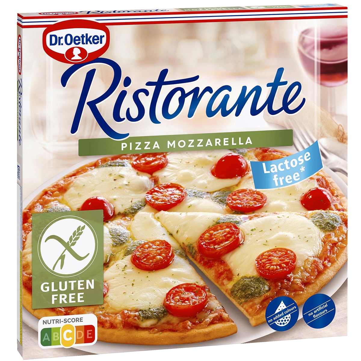 pizza mozarella con tomates cherry y pesto sin gluten
