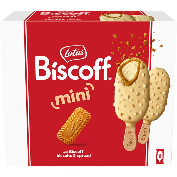 Biscoff Mini-Eiskonfekt mit Schokolade und Keks, 6 Stück Karton 360 ml