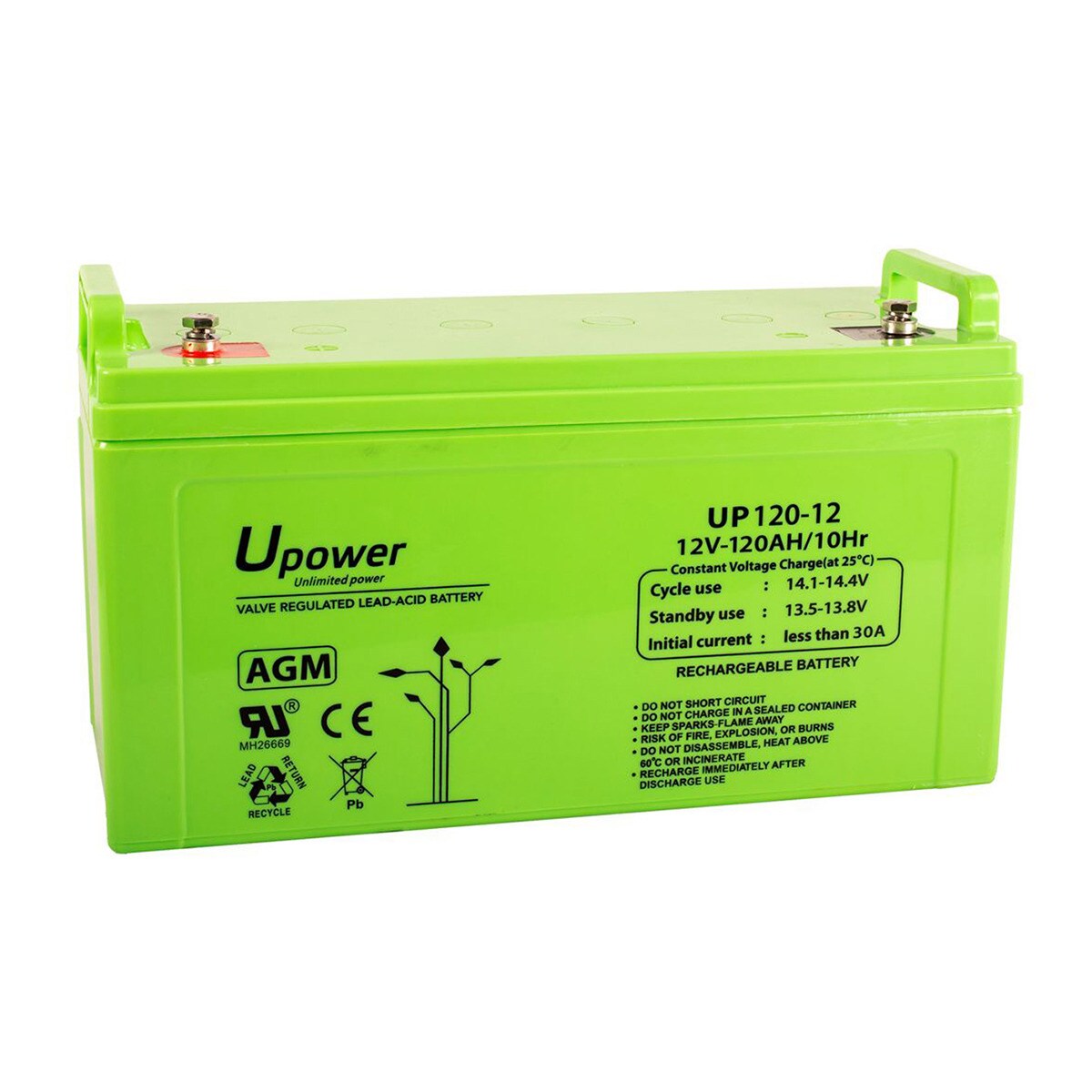 MASTER POWER – Batería AGM Monoblock UP120-12 12V 128,4Ah.