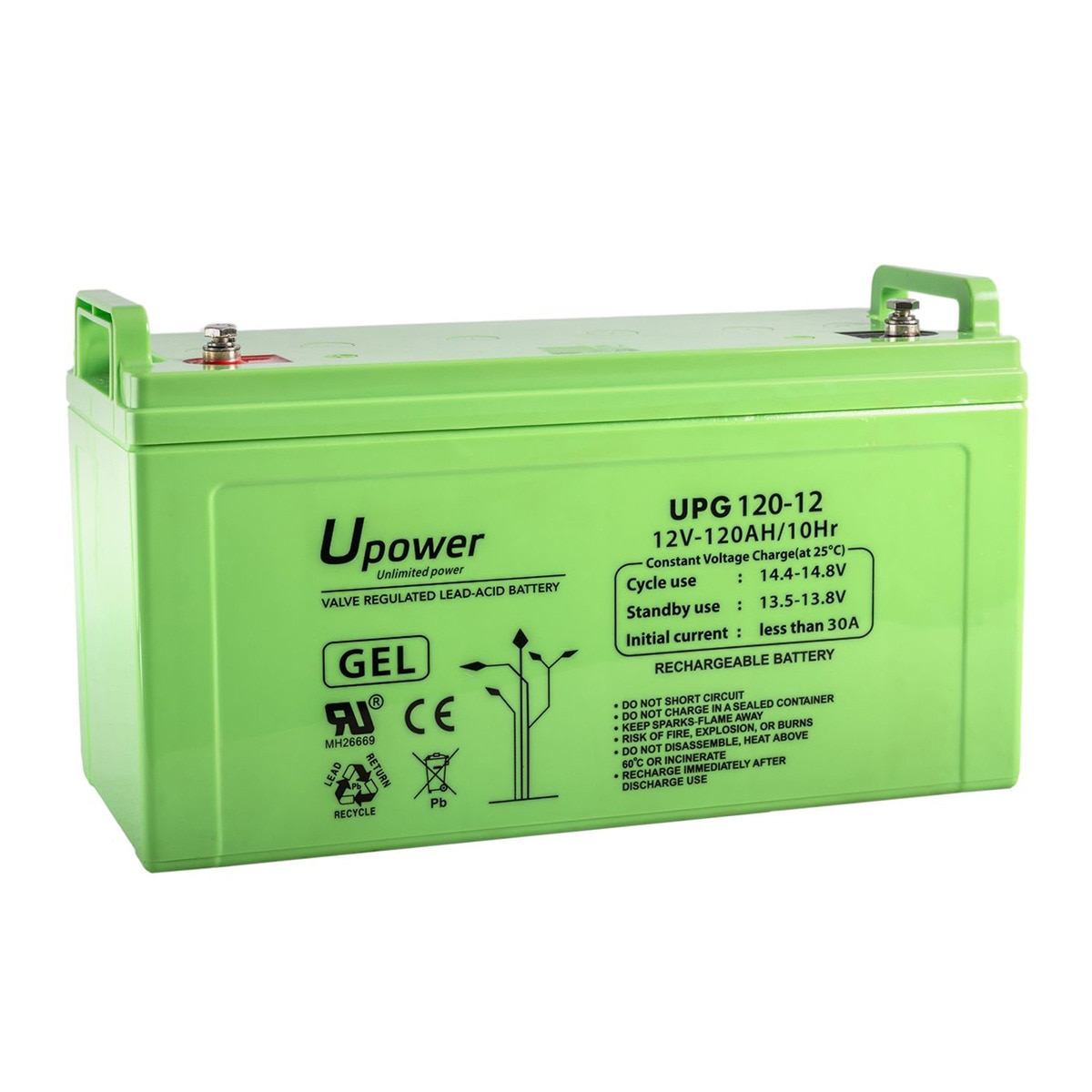 MASTER POWER – Batería Gel Uso General sin mantenimiento UPG120-12 12V 120Ah.
