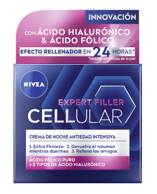 NIVEA – Crema De Noche Hyaluron Cellular Filler Antiedad Y Firmeza 50 ml Nivea.