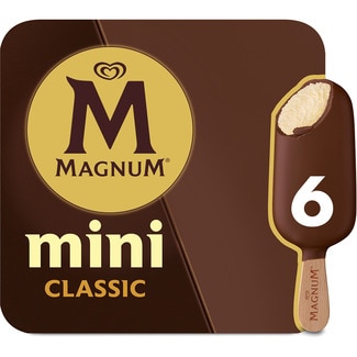 Mini Classic helado de vainilla con chocolate con leche sin gluten 6 unidades 330 ml - Magnum