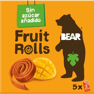 BEAR Fruit Rolls rollitos de mango deshidratada sin gluten y sin azúcar añadido desde 3 años envase 100 g