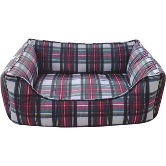 FRED&RITA cama para perros y gatos tartán rojo verde 78x58x23 cm 1 unidad