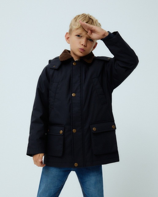 Parka de niño encerada interior estampado