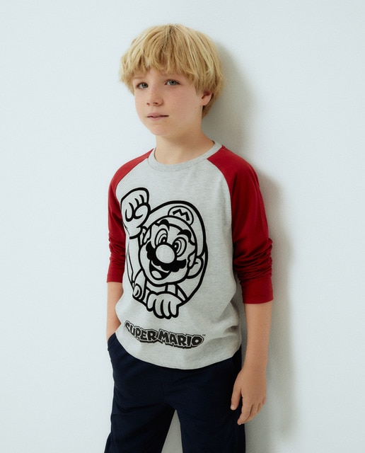 Camiseta de niño de manga larga con estampado Mario Bross