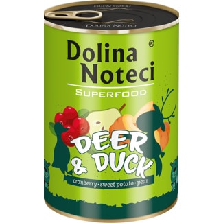 Dolina Noteci Alimento Húmido para Cão SuperFood Veado e Pato lata 400 g