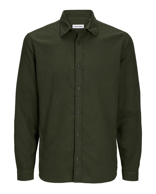 Camisa manga larga con cuello clásico y estampado a cuadros de hombre