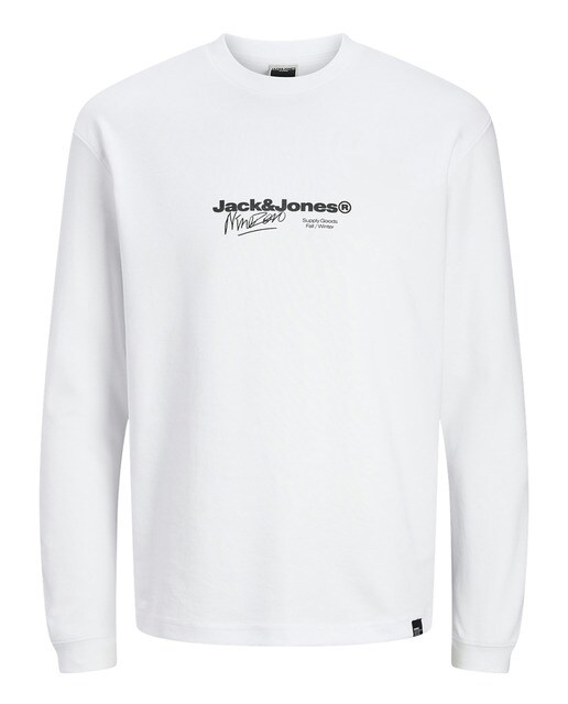 Camiseta con estampado frontal, cuello redondo  manga larga de hombre