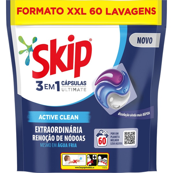 Detergente Roupa Máquina Ultimate Active Clean embalagem 60 doses