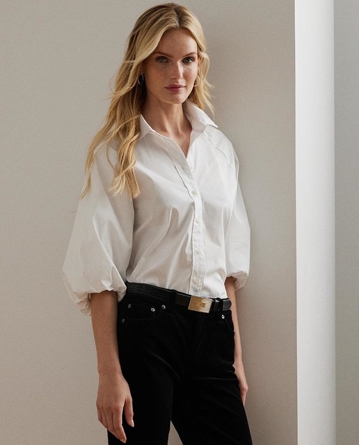 Camisa de mujer de manga francesa abullonada