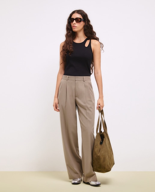 Pantalón de mujer vestir ancho traje