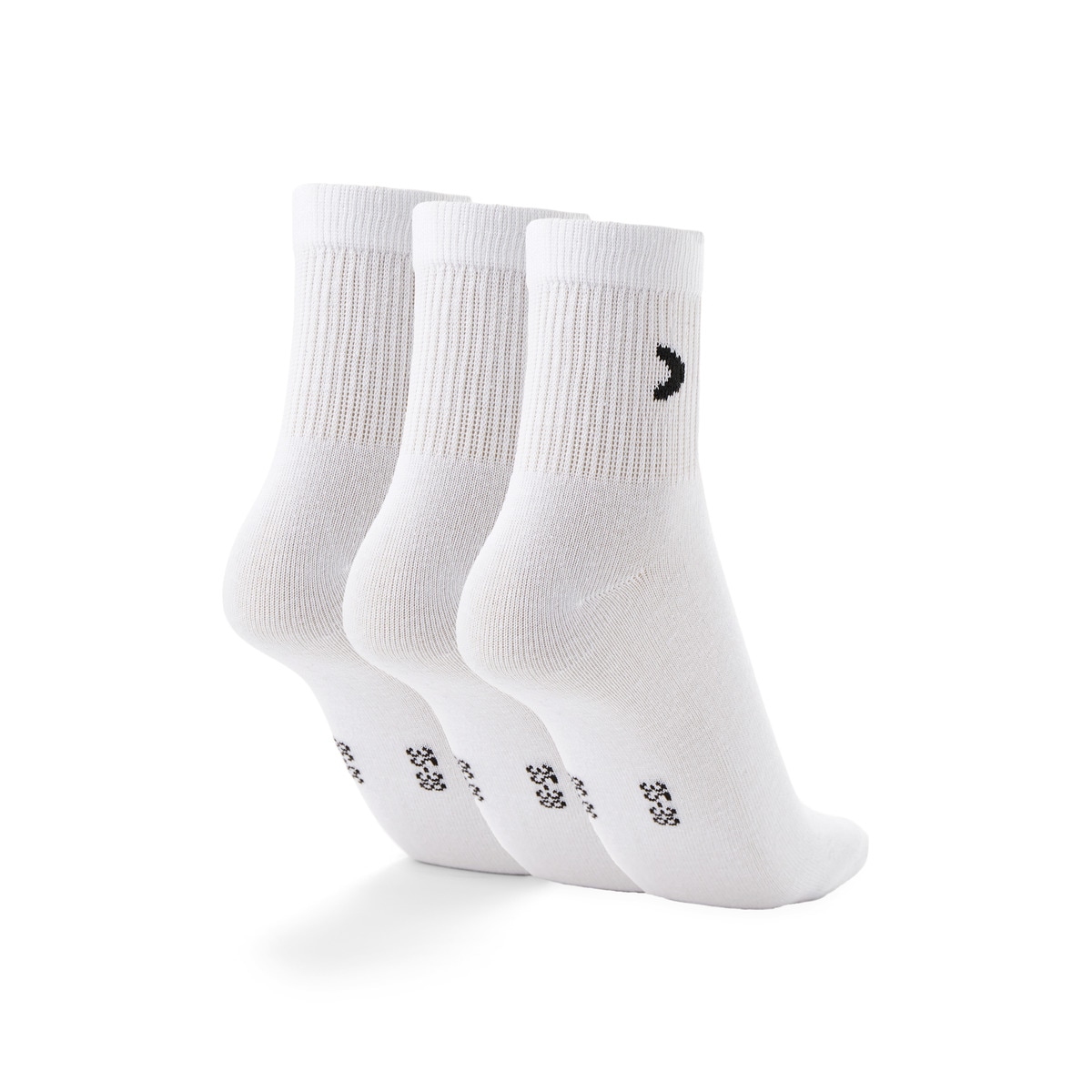 Meias de Treino de Cano Médio - Pack de Três Pares Branco-2
