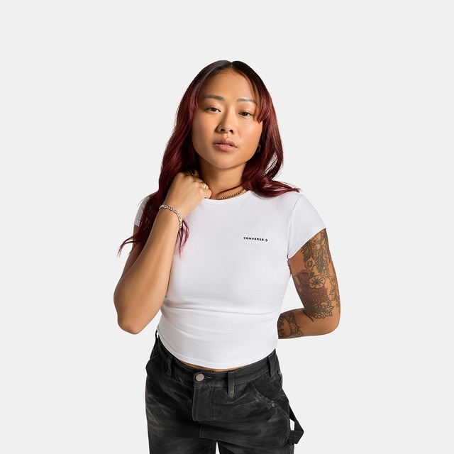 Camiseta casual de mujer Ruched Crop Top Converse