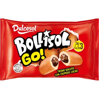 DULCESOL Bolliso Go! Teilchen gefüllt mit Kakao 3 Stück Tasche 120 g