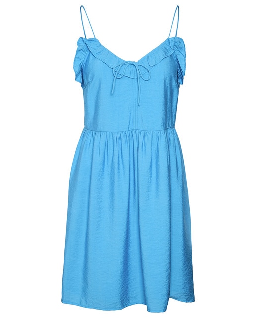 Vestido corto con volantes en escote