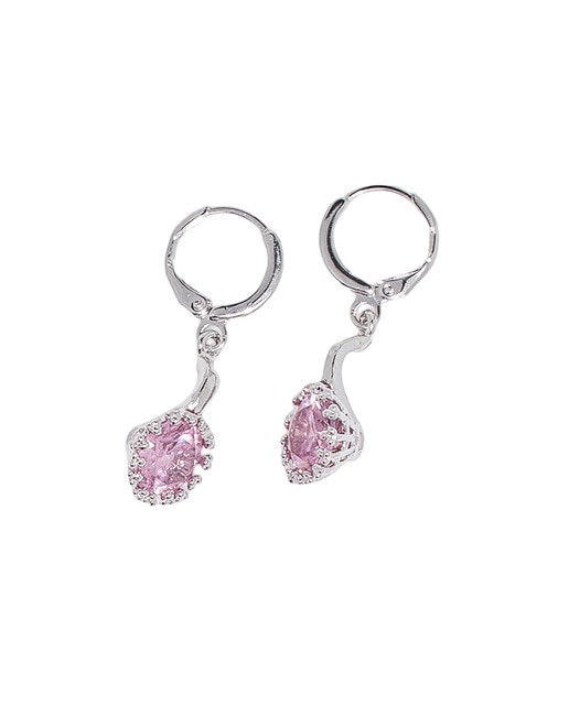 Pendientes aro Zirconium Rosa Silver