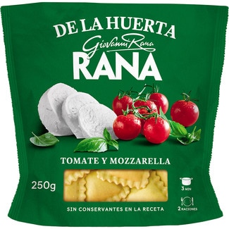 GIOVANNI RANA De la Huerta ravioli fresh pasta with egg w/ tomato and mozzarella 2 portions container 250 g