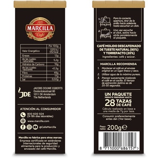 Café descafeinado molido mezcla Creme Express paquete 200 g - Marcilla