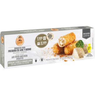 LA COCINA DE SENEN croquetas de bacalao y cebolla para freidora de aire y horno sin gluten 8 unidades estuche 250 g