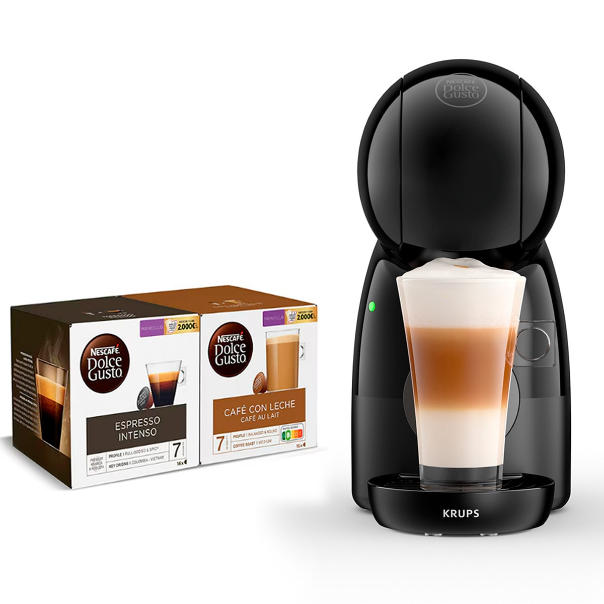 Krups – Cafetera manual Krups Picocolo XS KP1A3BVR para cápsulas de café Nescafé Dolce Gusto.