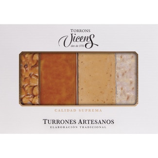 VICENS turrón duro, blando, yema y chocolate estuche 320 g