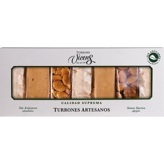VICENS Auswahl an hausgemachtem Turrón in Portionsstücken ohne Zuckerzusatz Karton 245 g
