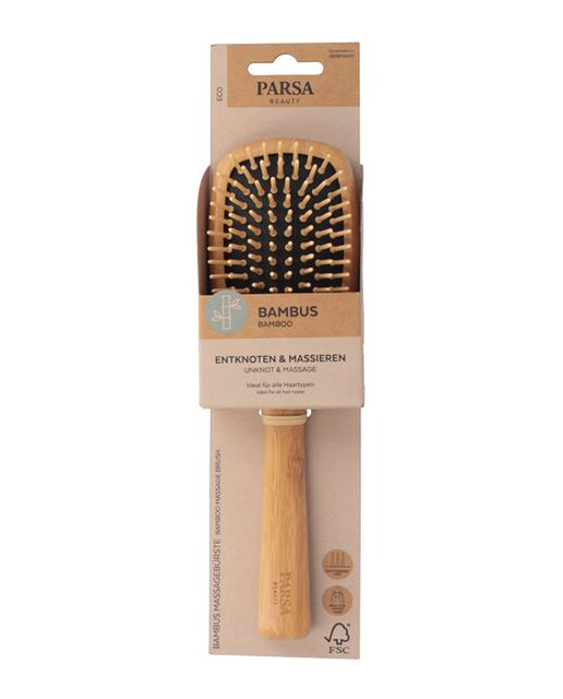 PARSA – Cepillo De Bambú Ovalado Grande Con Pasadores De Madera Parsa.